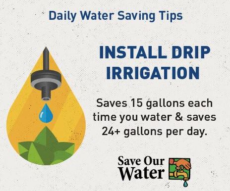 Drip Irrigation saves 15 gallons each time you water