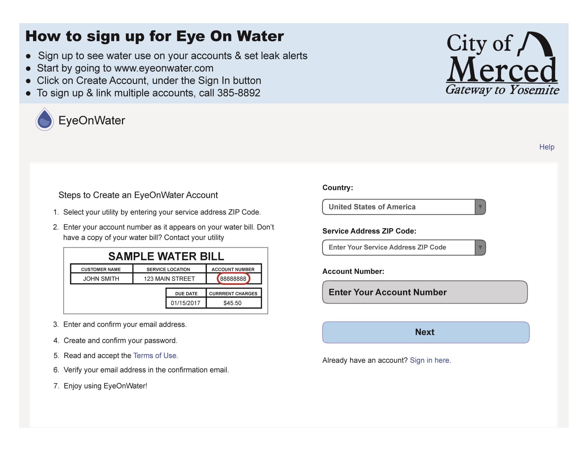 How to sign up for Eye On Water